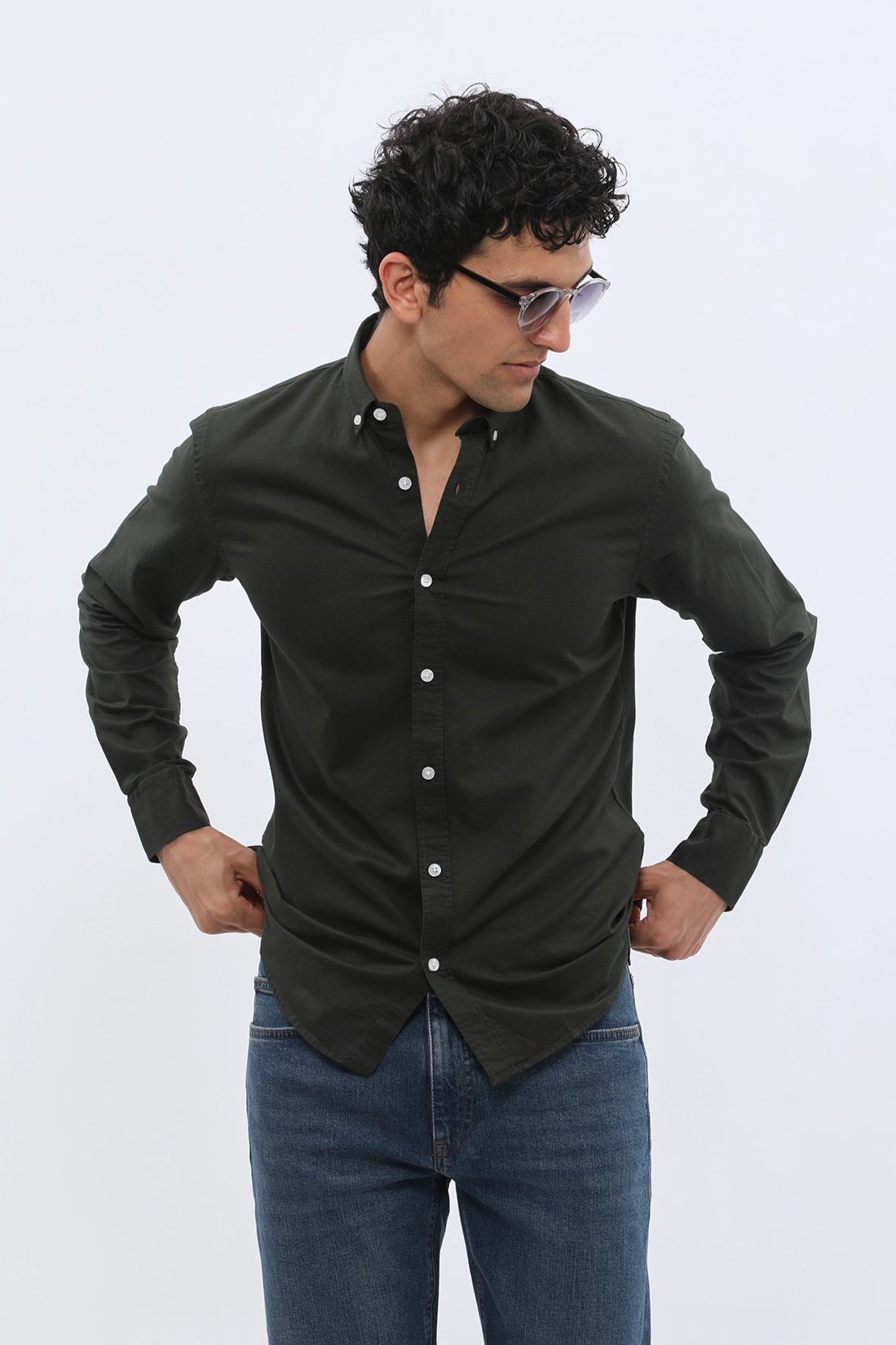 Button-Down Collar Long Sleeve Shirt