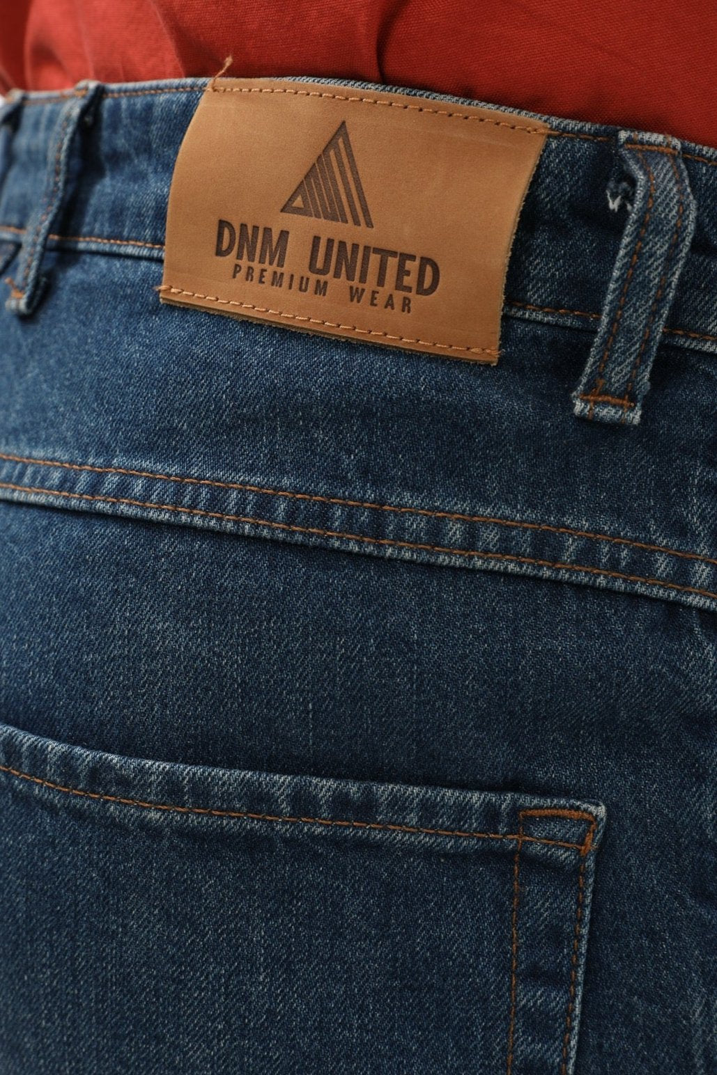 بنطلون جينز DNM UNITED Slim Fit مصنوع من القطن بنسبة 100% - أزرق