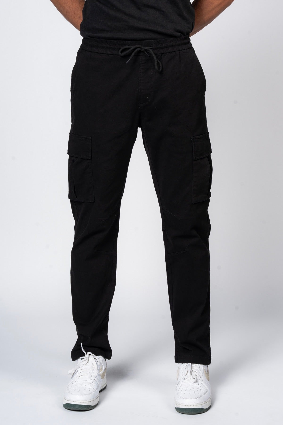 JEANSPRO Cotton Stretch Straight Slim Cargo Pants - Black Color