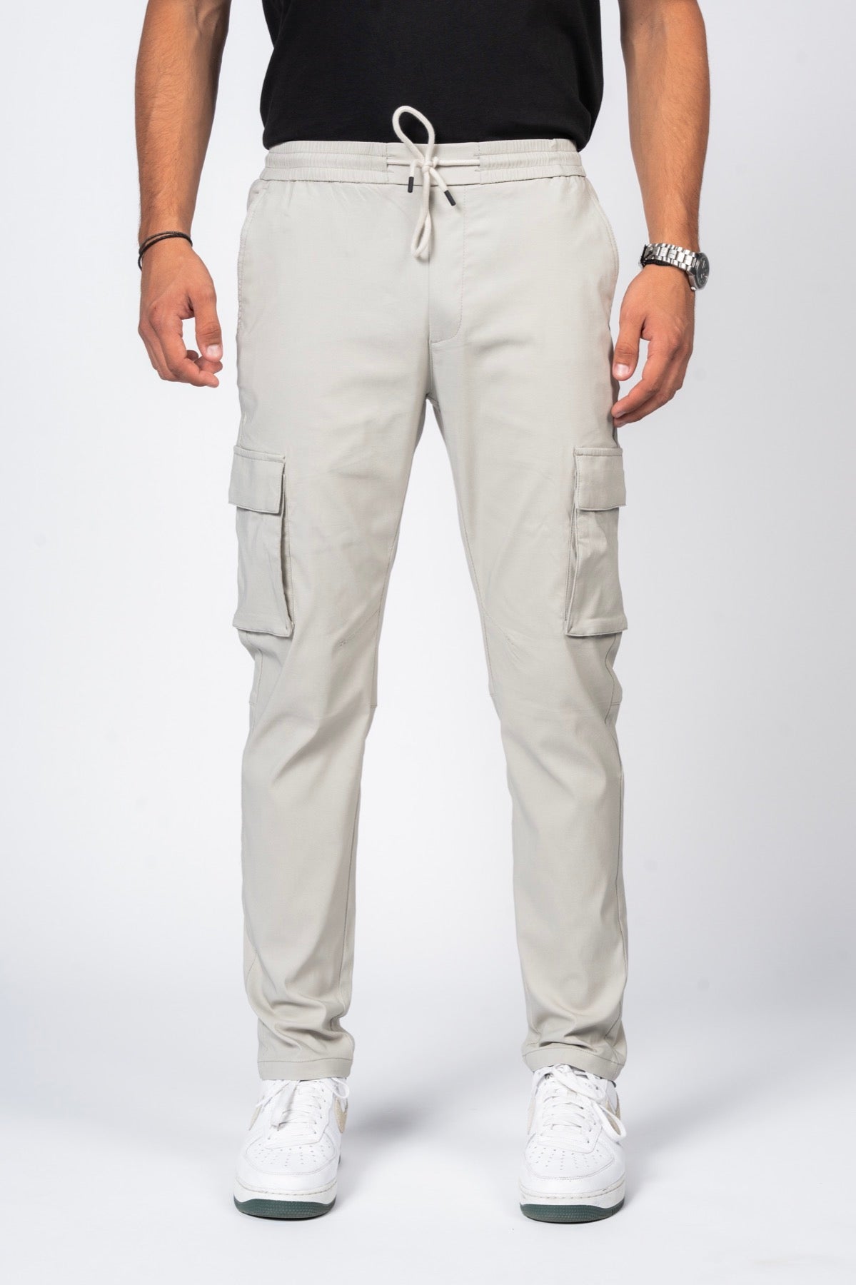 JEANSPRO Stretch-Blend Straight Slim Cargo Pants - Stone Color