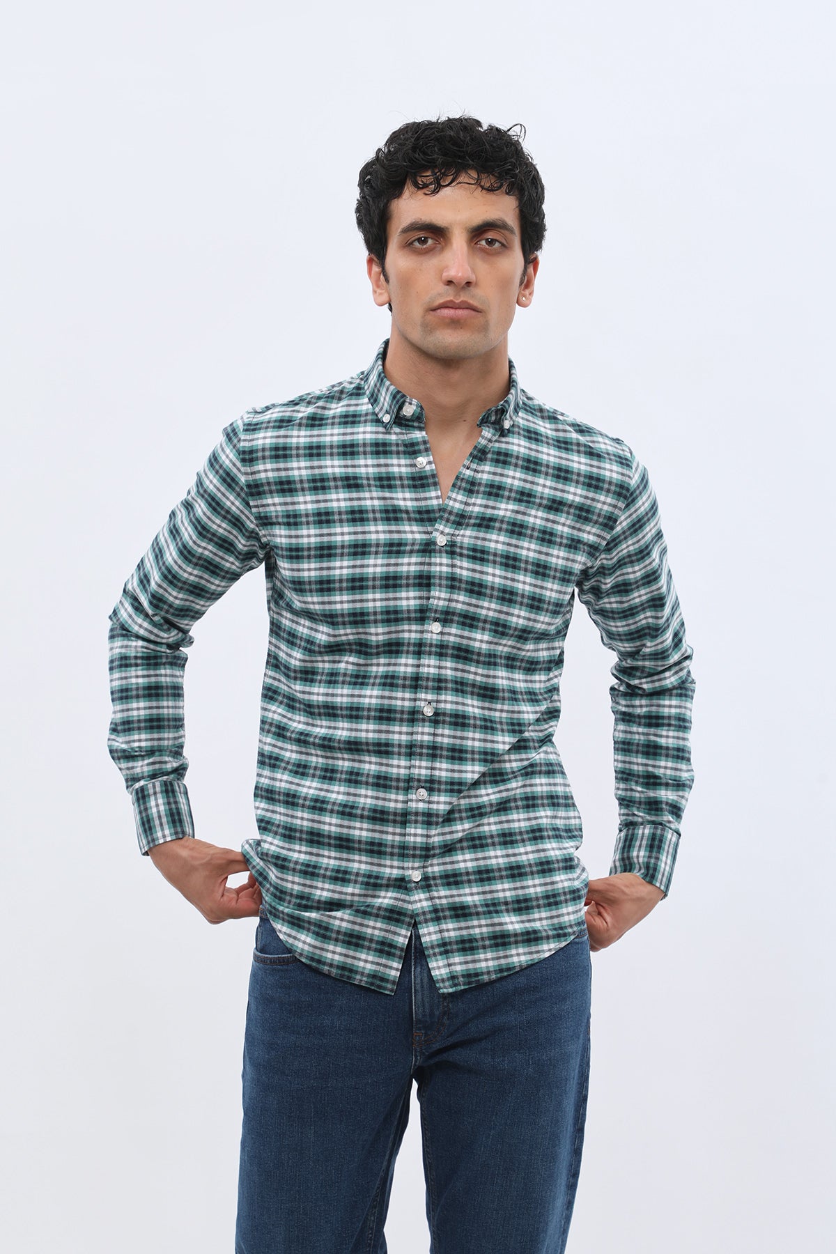 SHIRTPRO Oxford Regular Fit Long Sleeve Button-Down Collar Shirt in Beryl Green Color