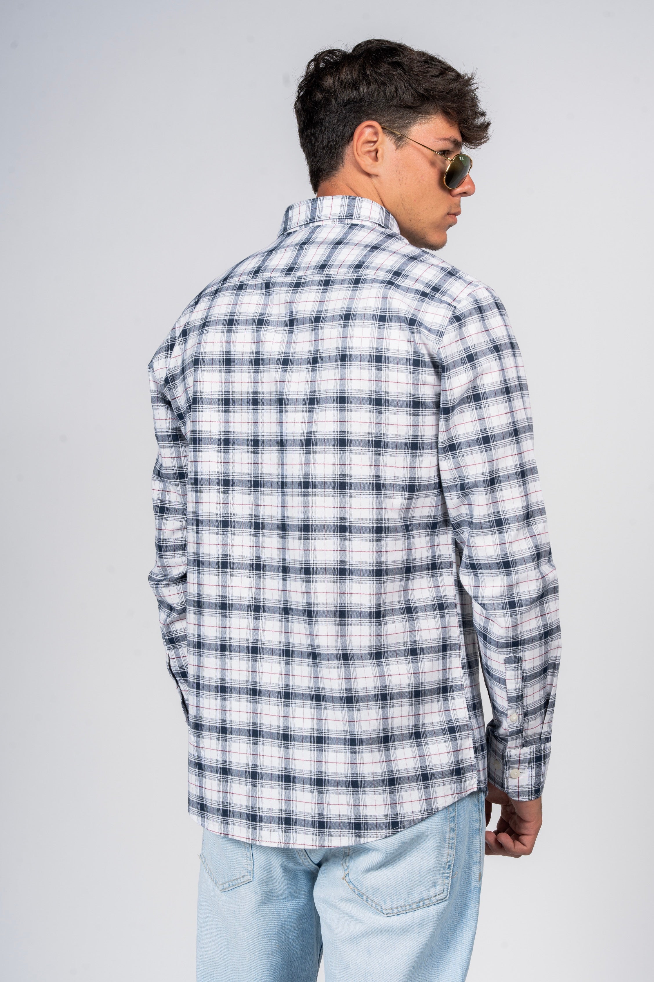 قميص SHIRTS PRO من القطن بأكمام طويلة وقصّة أنيقة - Mood Indigo Checker