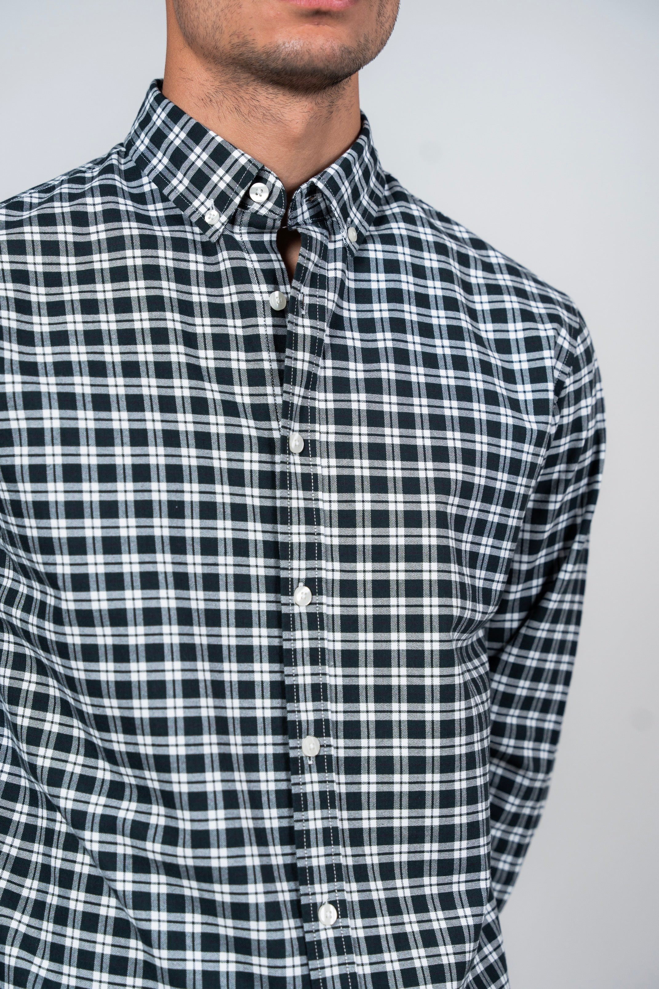 قميص SHIRTS PRO من القطن بأكمام طويلة وقصّة أنيقة وأزرار - أخضر من Gables Checkers