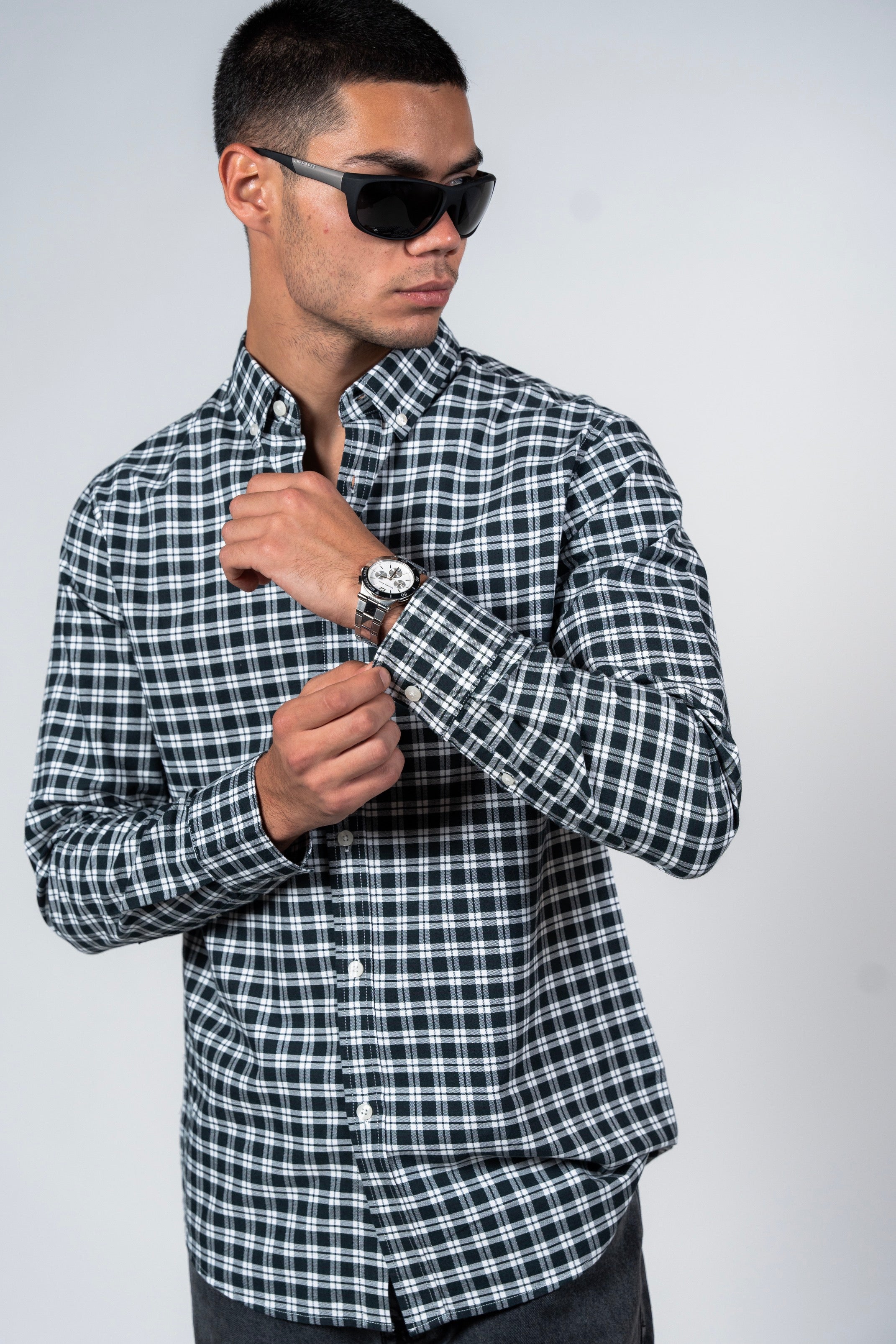 قميص SHIRTS PRO من القطن بأكمام طويلة وقصّة أنيقة وأزرار - أخضر من Gables Checkers