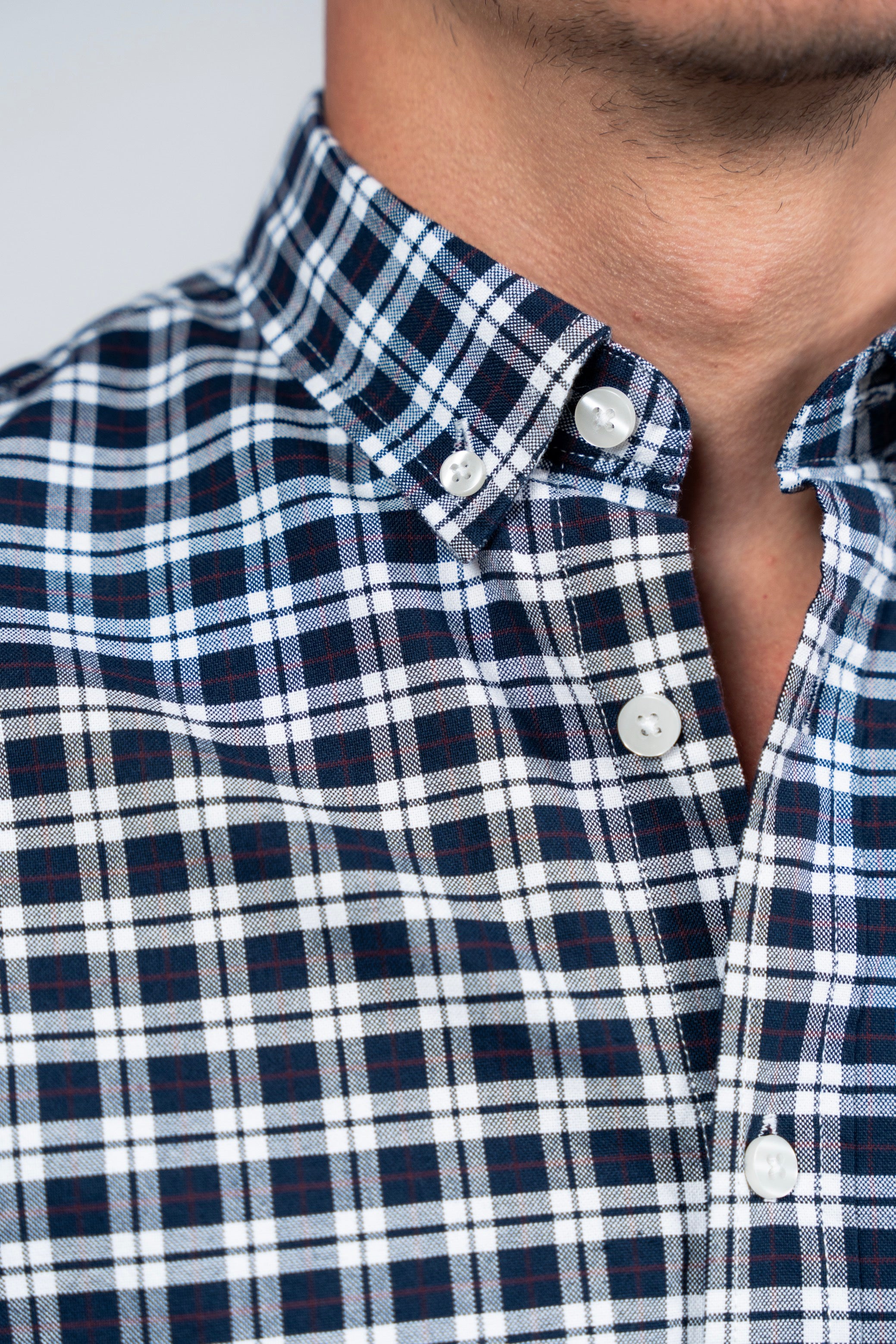 قميص SHIRTS PRO من القطن بأكمام طويلة وقصّة أنيقة - Mood Indigo Checker