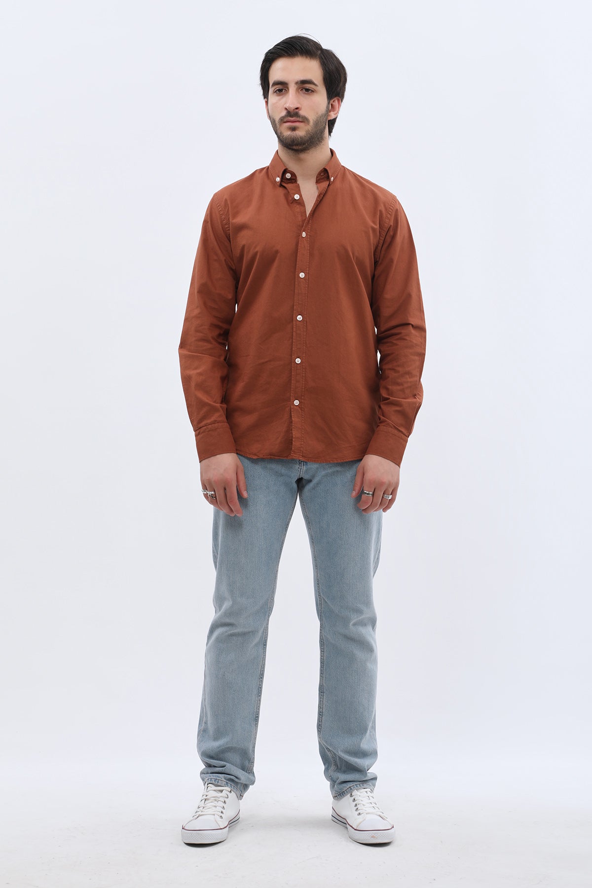 SHIRTPRO Oxford Regular Fit Long Sleeve Button-Down Collar Shirt - PICANTE Color