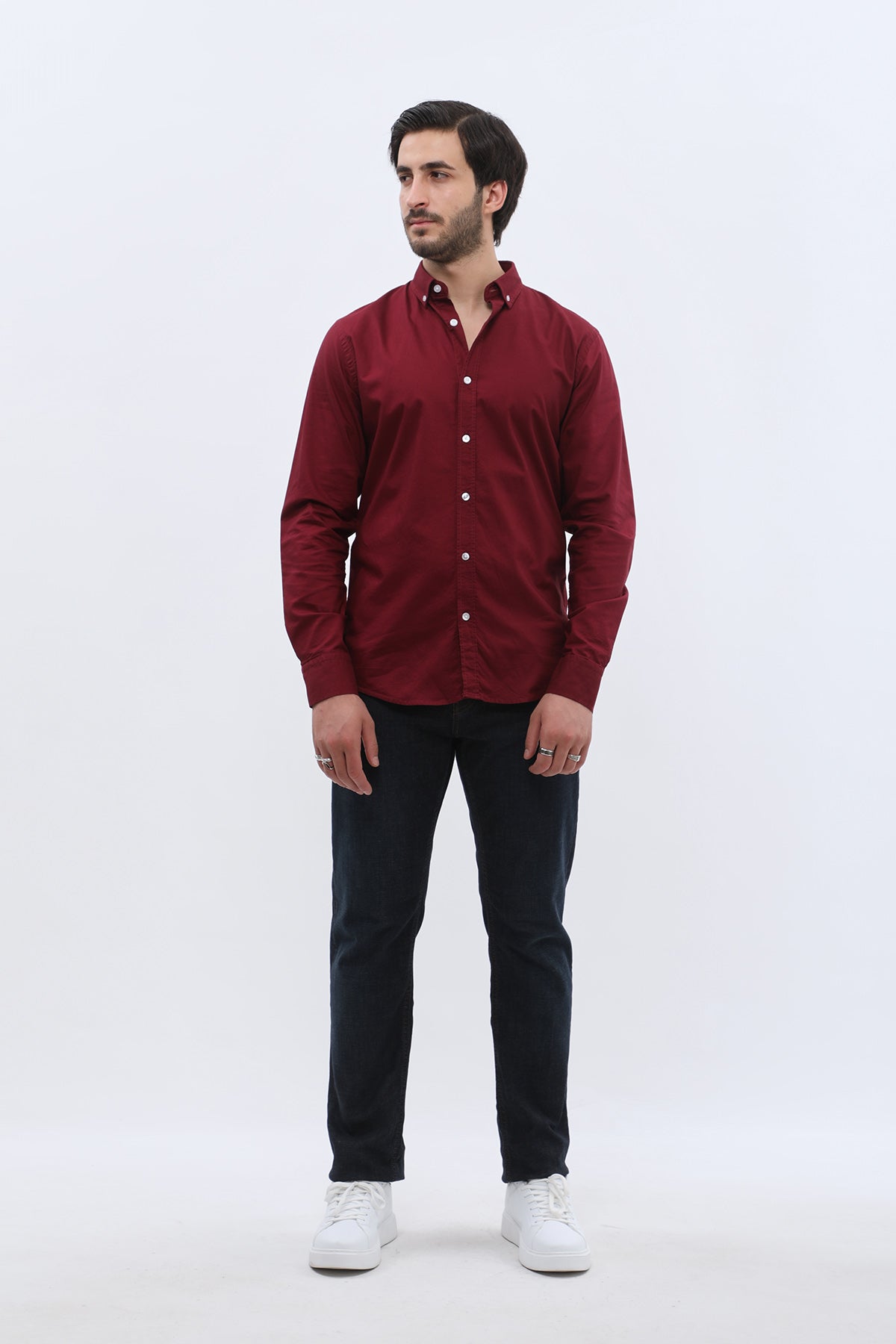 SHIRTPRO Oxford Regular Fit Long Sleeve Button-Down Collar Shirt - Bordo Color