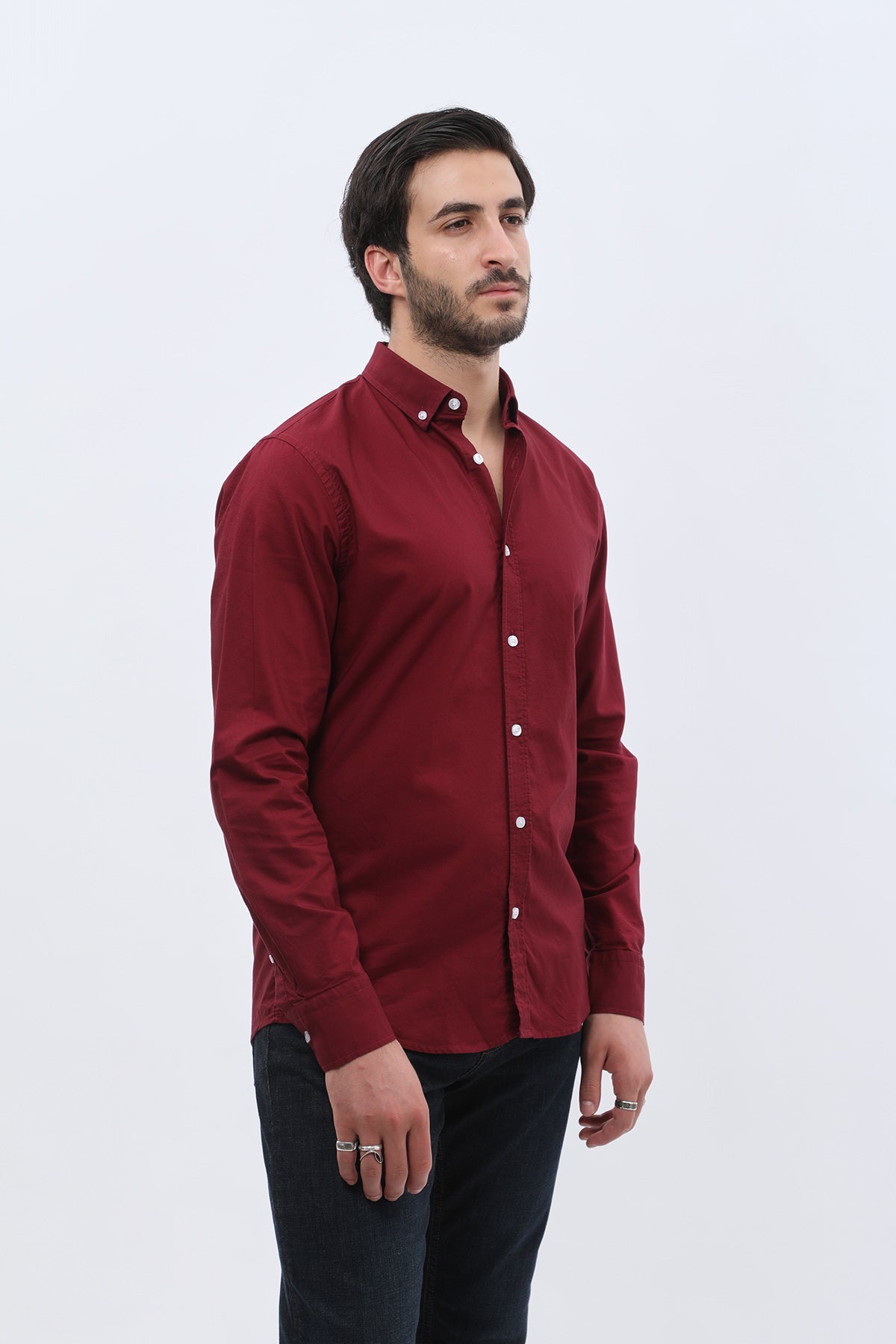 SHIRTPRO Oxford Regular Fit Long Sleeve Button-Down Collar Shirt - Bordo Color