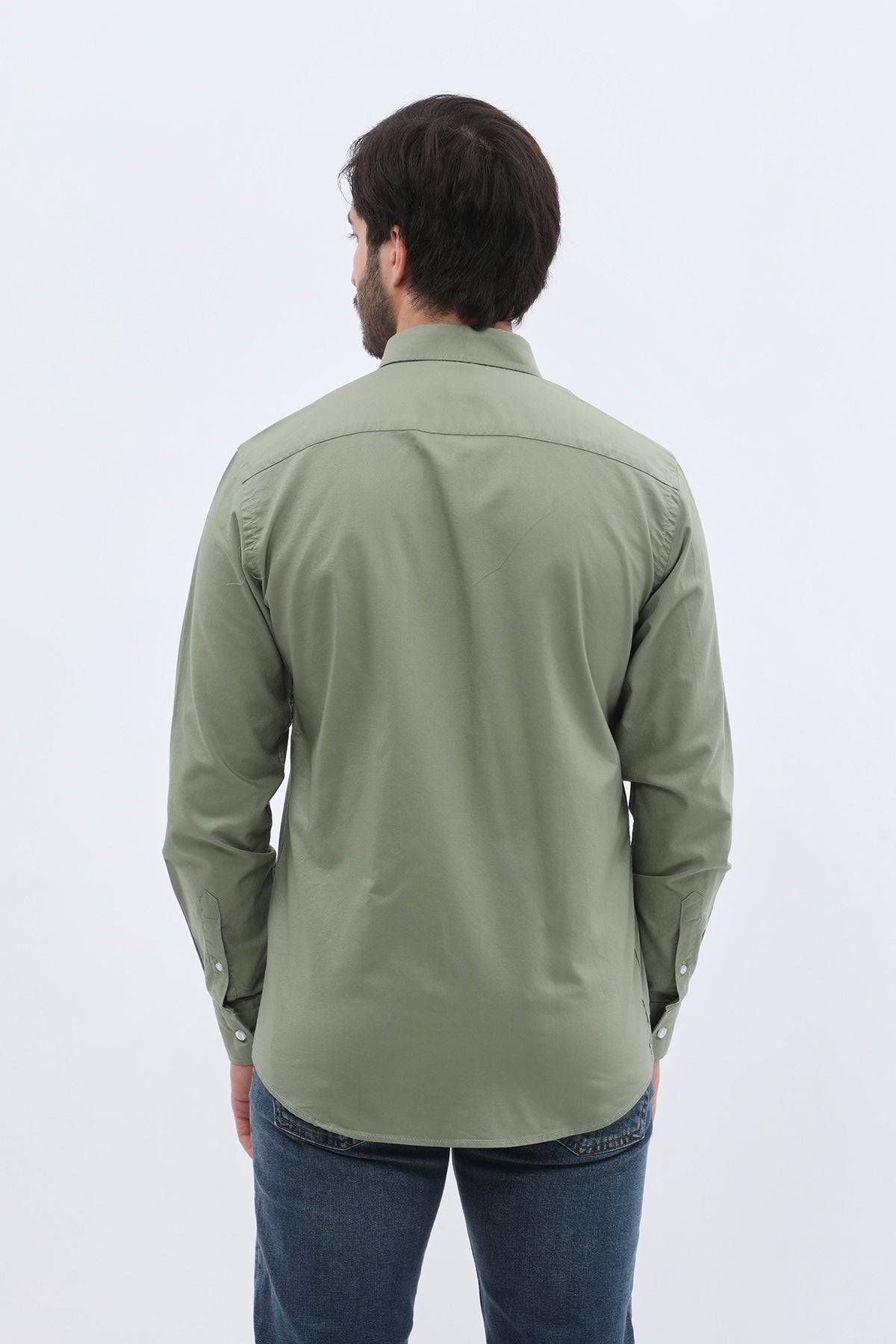 SHIRTPRO Oxford Regular Fit Long Sleeve Button-Down Collar Shirt - Oil Green Color