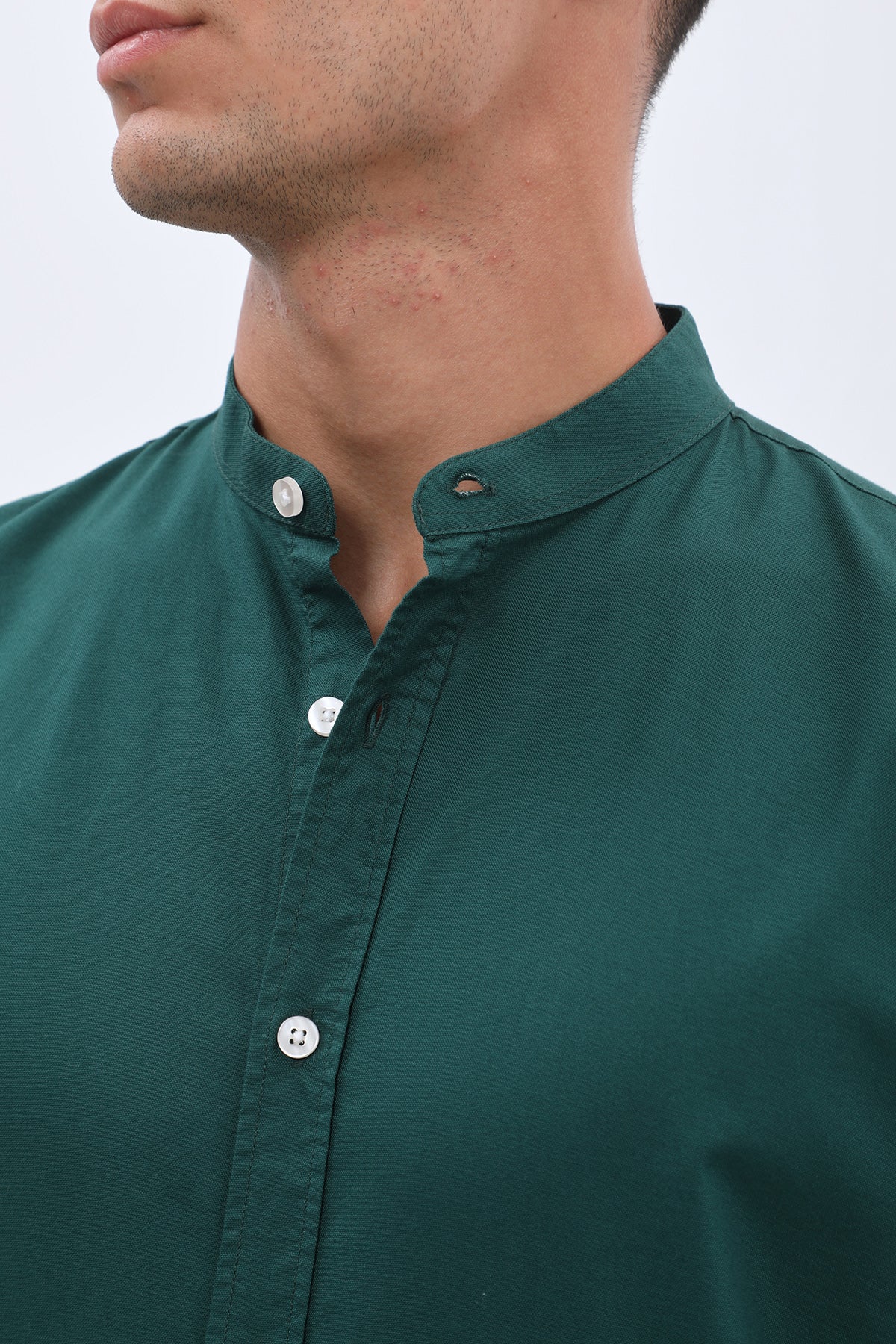 SHIRTPRO Oxford Regular Fit Short Sleeve Mao Collar Shirt - Ponderosa Pine Color