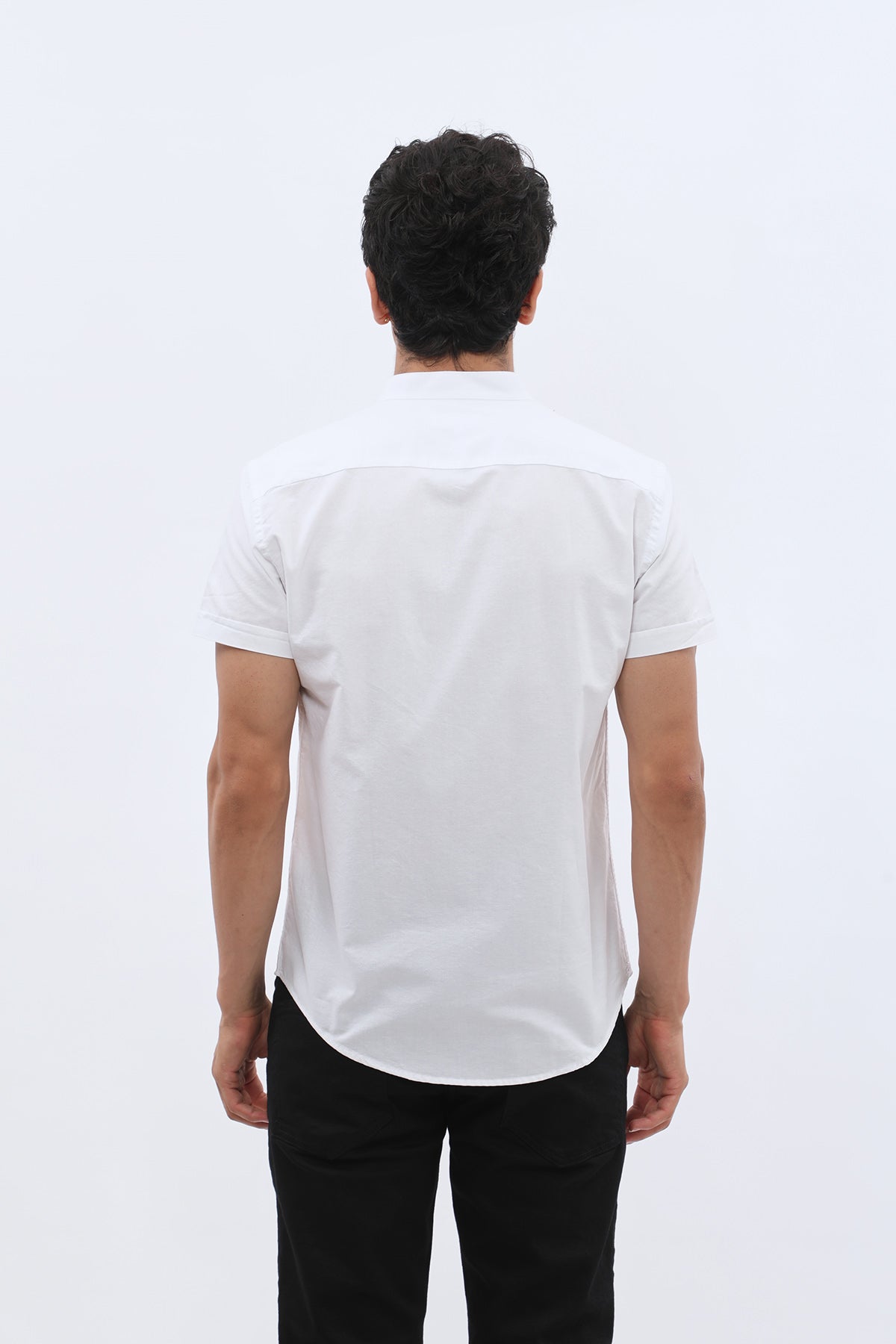 White Color SHIRT PRO Short Sleeve Mao Collar Shirt