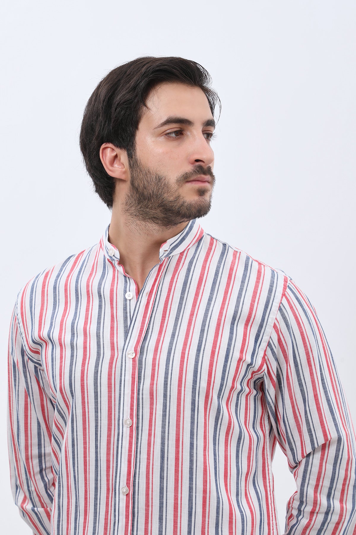 SHIRTPRO Cotton Regular Fit Long Sleeve Button-Down Collar Shirt in Red Color with Stripes